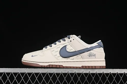 All categories Nk SB Dunk Series Nk SB Dunk Low High-end customized low-top sneakers Nike SB Dunk Low Stusi co-branded light blue brown Anniversary high-end customized low-top casual sneakers ZH2598-247